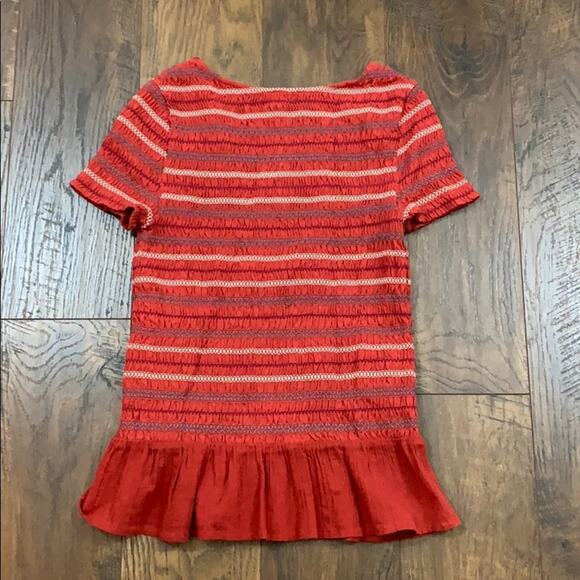 Anthropologie Meadow Rue Smocked Peplum top - Picture 5 of 6